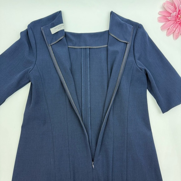 MM Lafleur Emily Dress Recycled Wonder Tex Square Neck A-Line Navy Blue Midnight - Picture 11 of 15